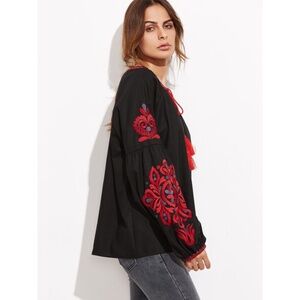 Zara Emroidered Peasant Top